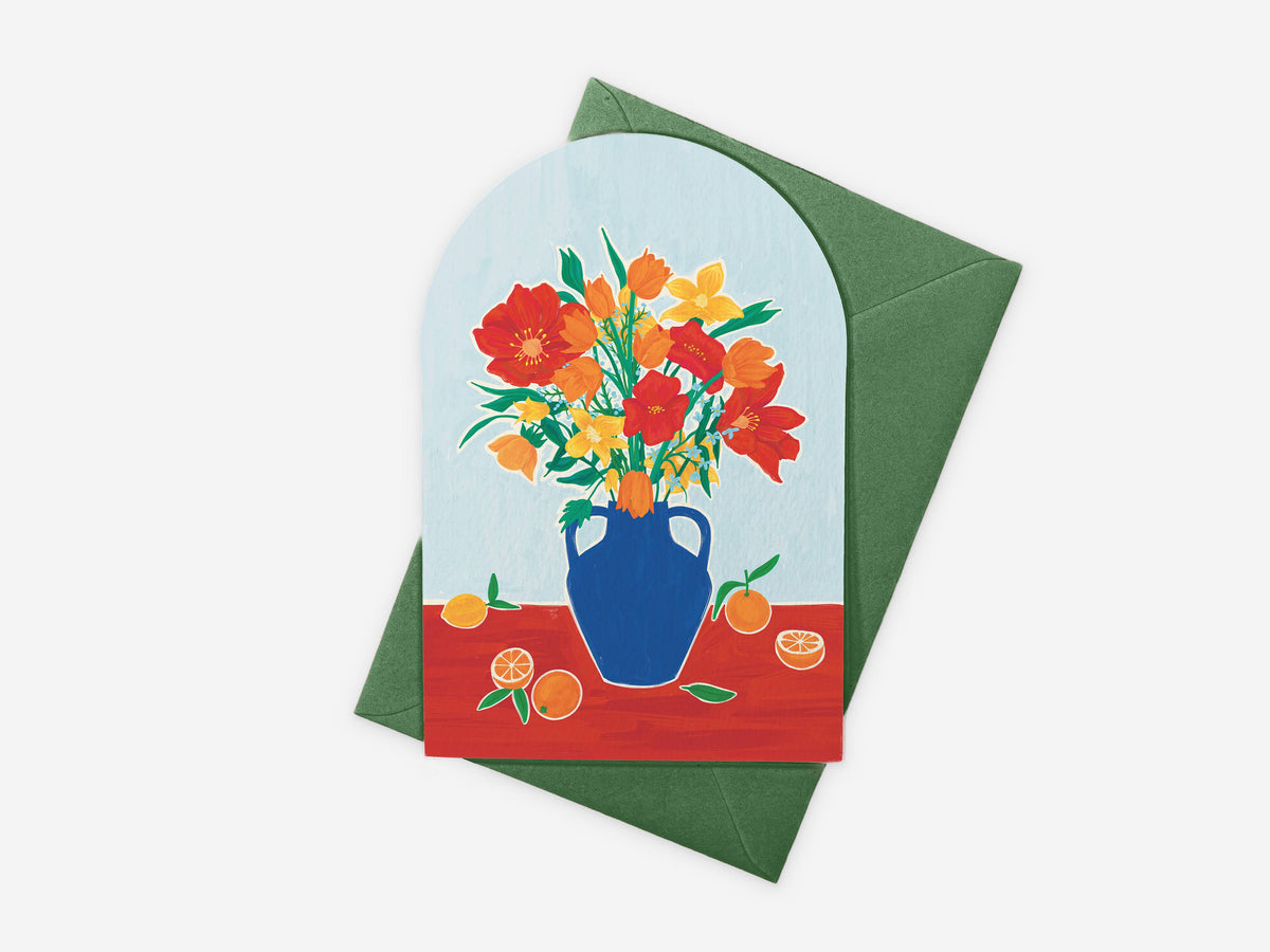 Floral Blank Card | Lemons Oranges Citrus Flowers Card
