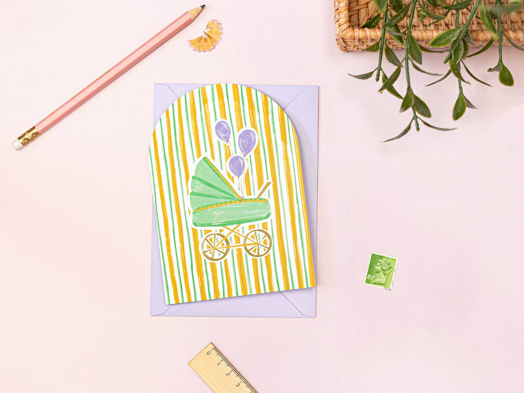 New Baby Card | Stroller Pram Card | Gender Neutral Card