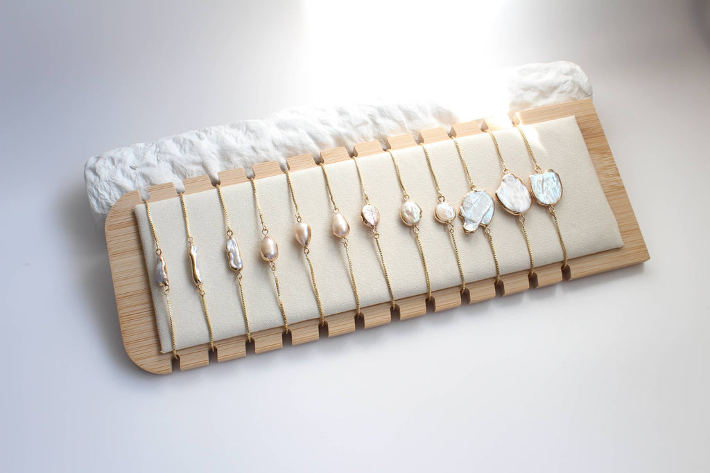 Unique Gold Dipped Baroque Pearl Bracelet-Set of 12 (1B01A)