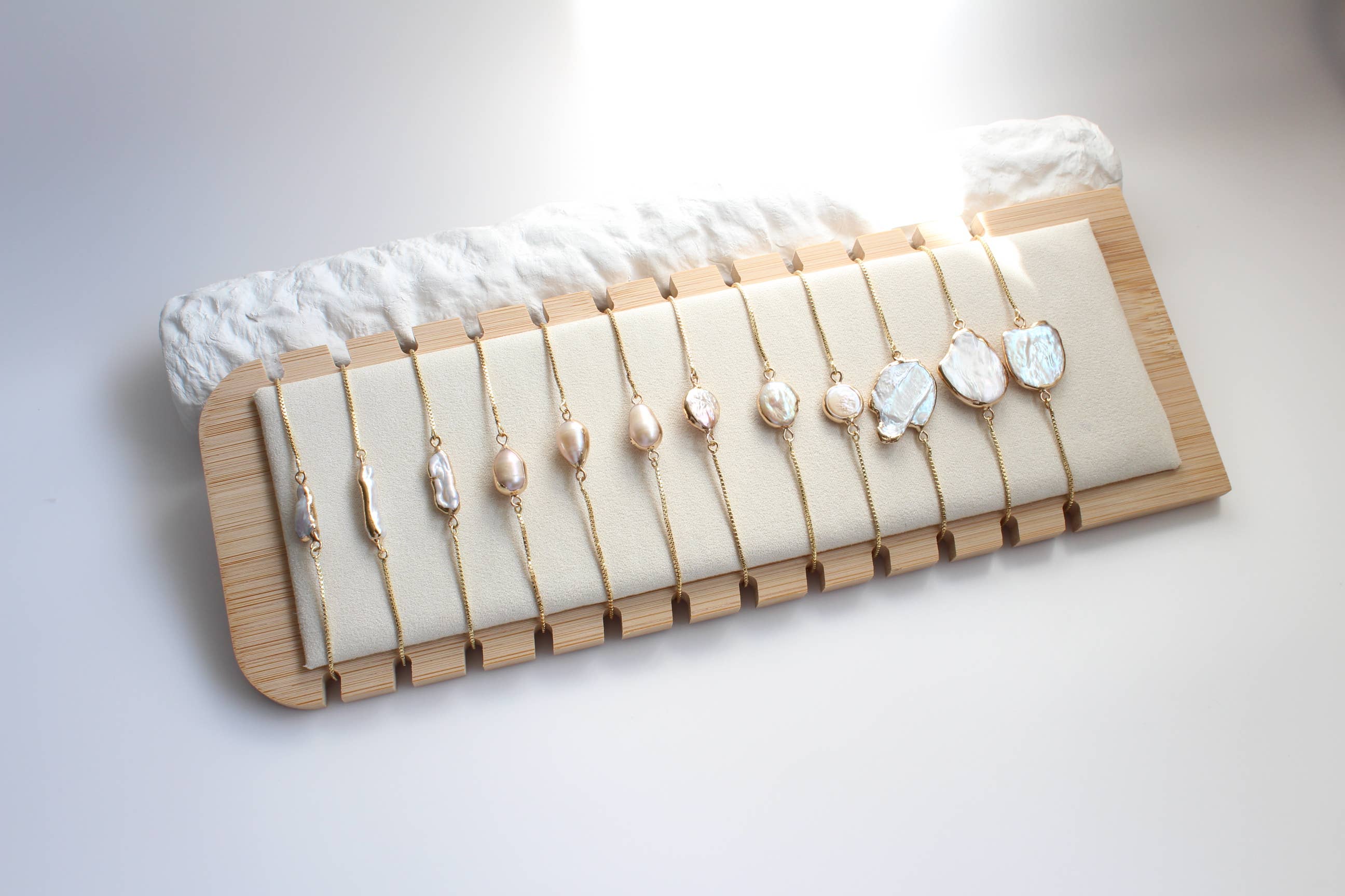 Unique Gold Dipped Baroque Pearl Bracelet-Set of 12 (1B01A)