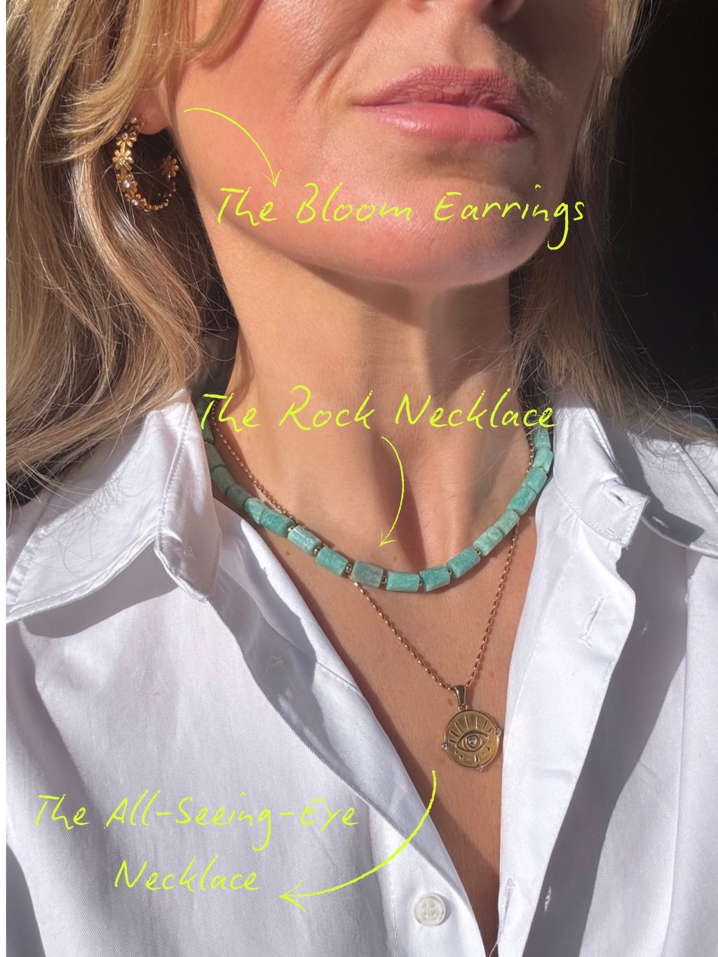 Amazonite Rock Gold Plated Waterproof Necklace