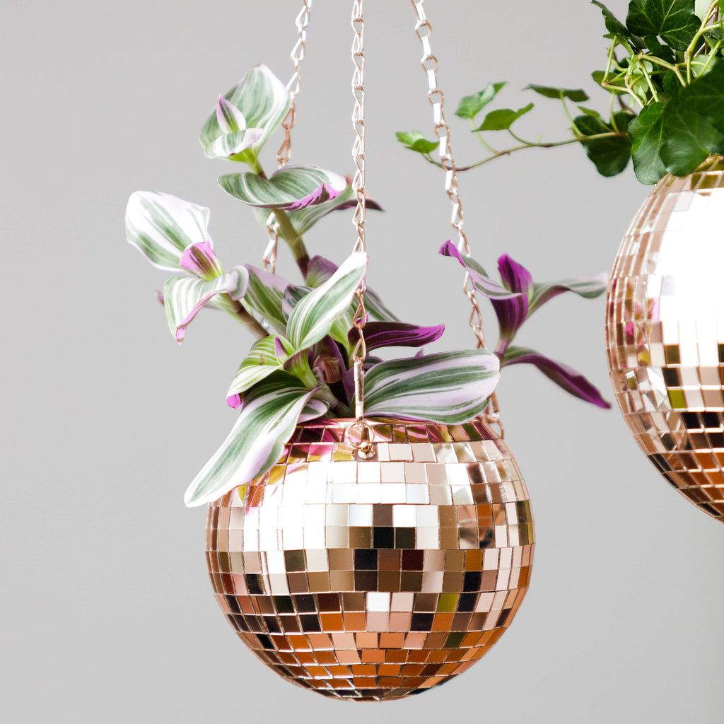 Disco Ball Hanging Planter Rose Gold 6-inch | Giftware