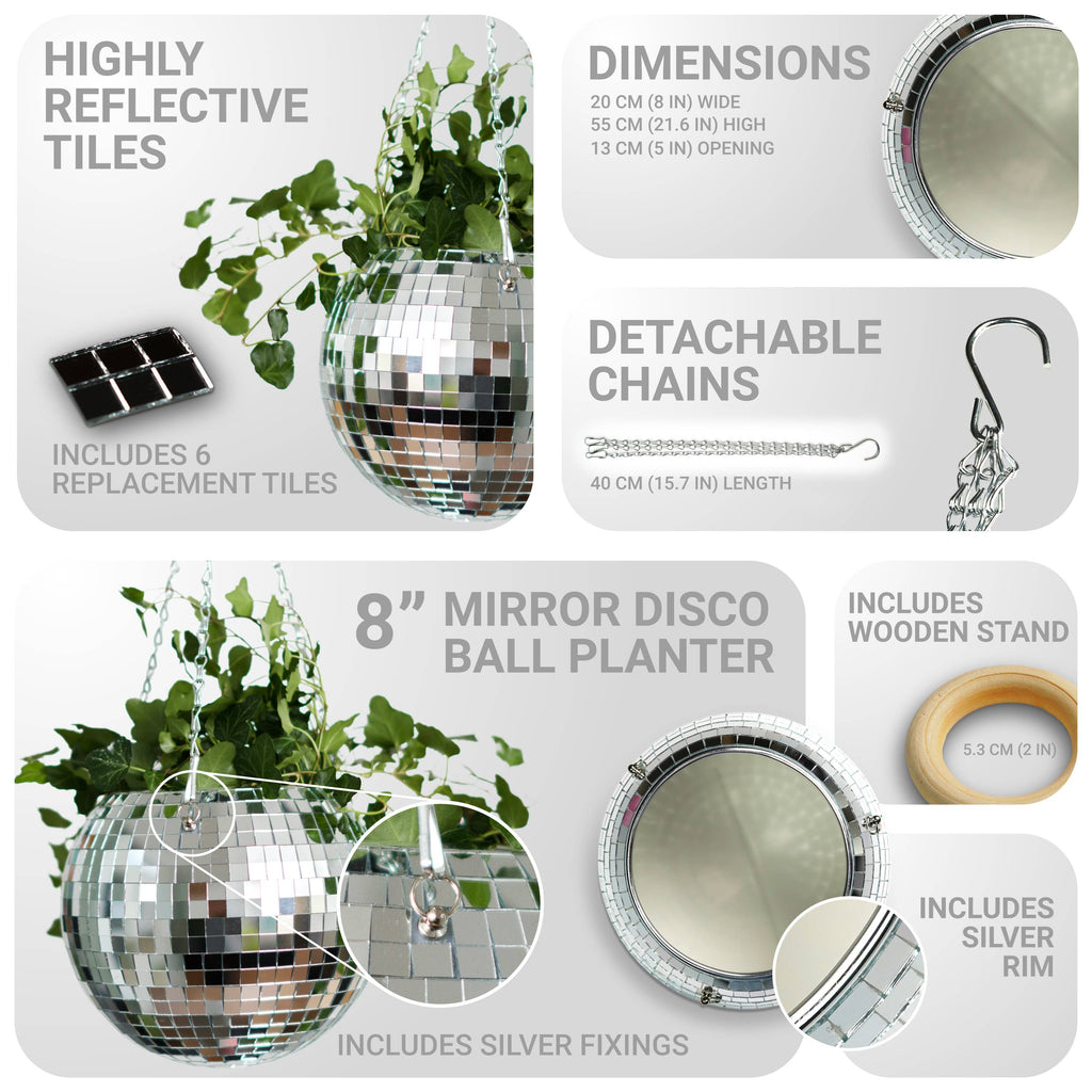Disco Ball Hanging Planter 8-inch | Home & Lifestyle Gift