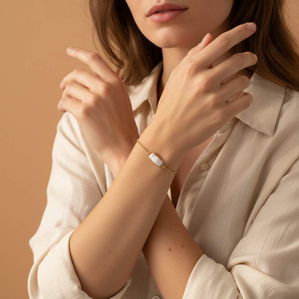 Baroque Pearl Bracelet, Gold Dipped Pearl (1B0114)