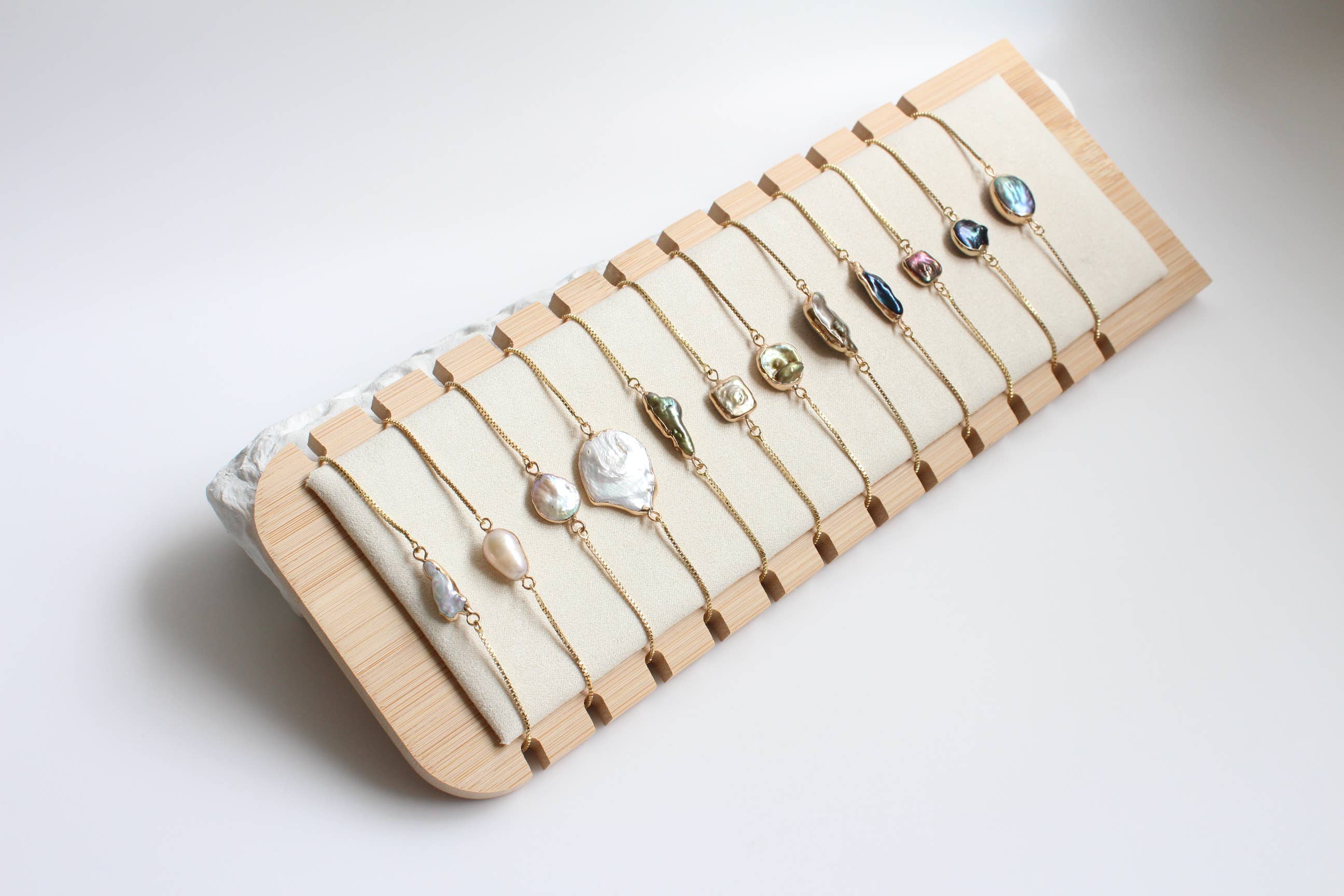 Unique Gold Dipped Baroque Pearl Bracelet-Set of 12 (1B01A)