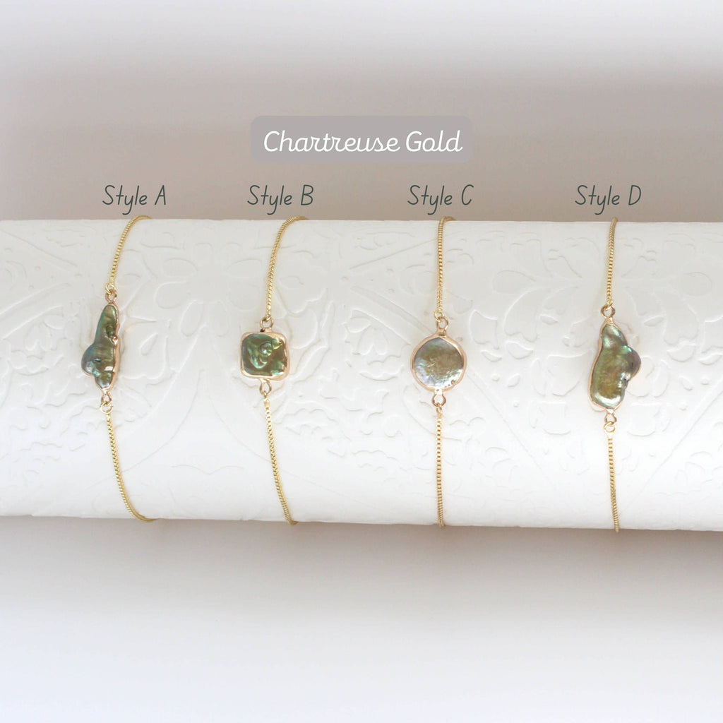 Gold Dipped Freshwater Baroque Pearl Bracelet (1B01a)