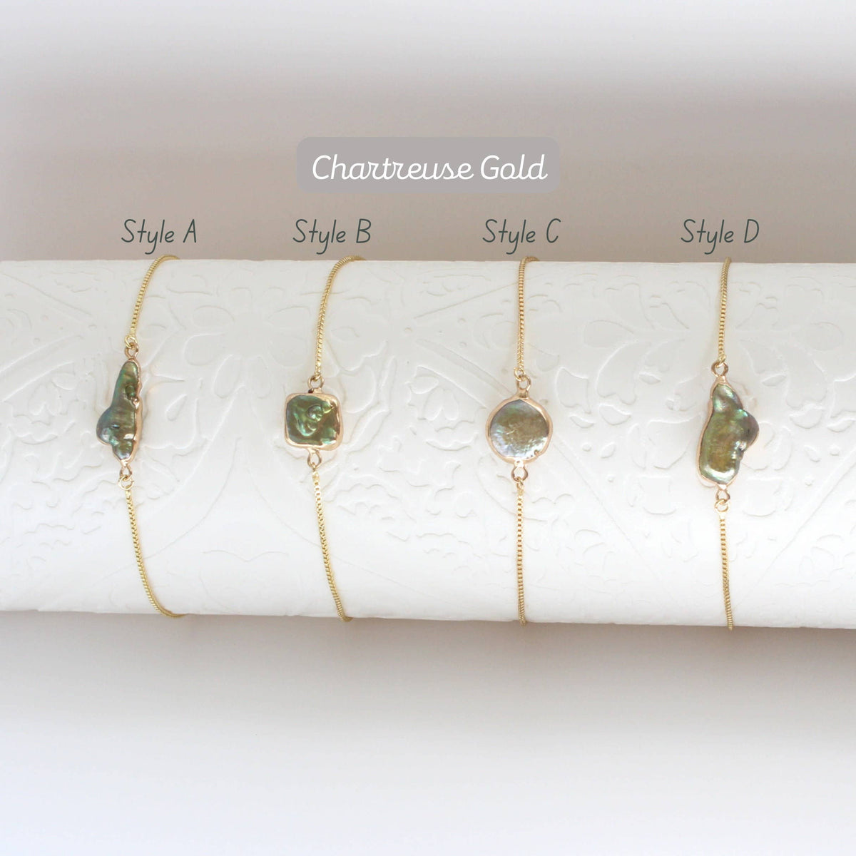 Gold Dipped Freshwater Baroque Pearl Bracelet (1B01a)