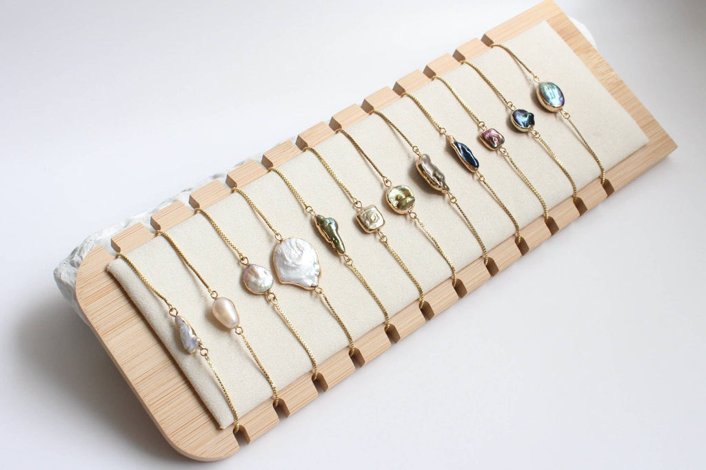 Gold Dipped Freshwater Baroque Pearl Bracelet (1B01a)