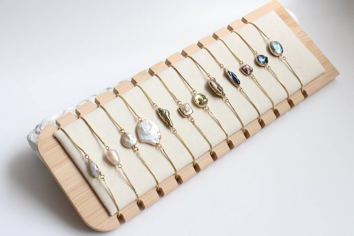 Gold Dipped Freshwater Baroque Pearl Bracelet (1B01a)