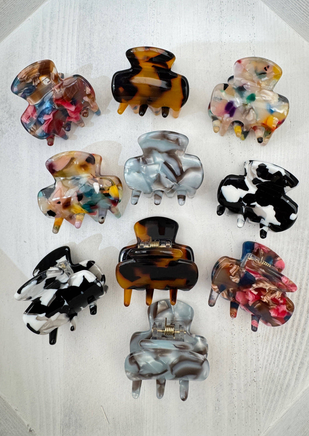 Mini Marble Hair Clips (12 Pack)