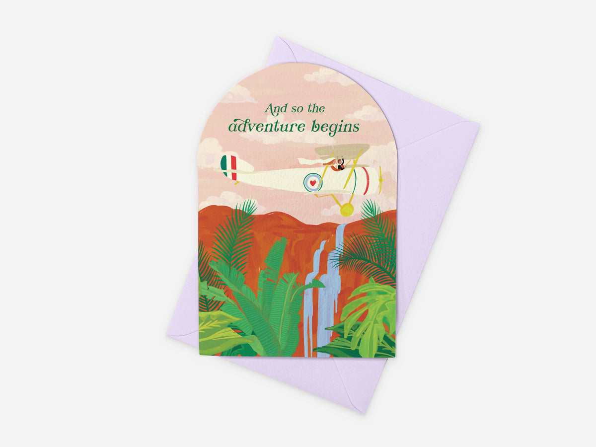 Adventure Begins Engagement Card | Cute Wedding Card