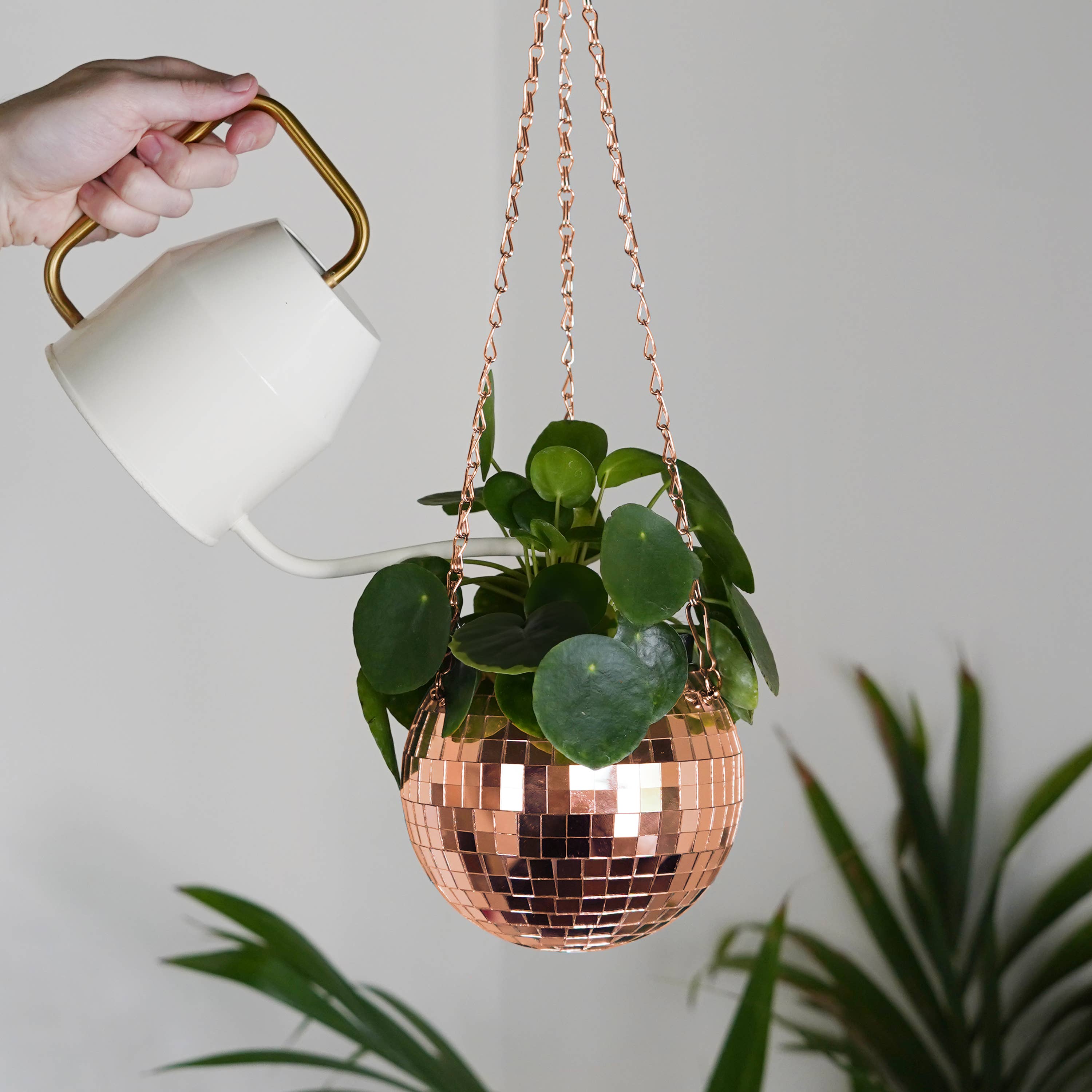 Disco Ball Hanging Planter Rose Gold 6-inch | Giftware