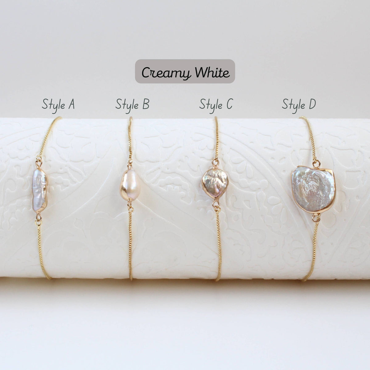Gold Dipped Freshwater Baroque Pearl Bracelet (1B01a)