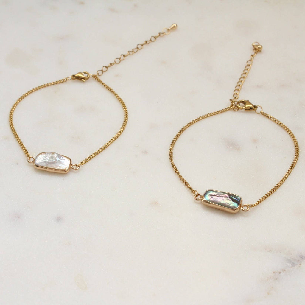 Baroque Pearl Bracelet, Gold Dipped Pearl (1B0114)