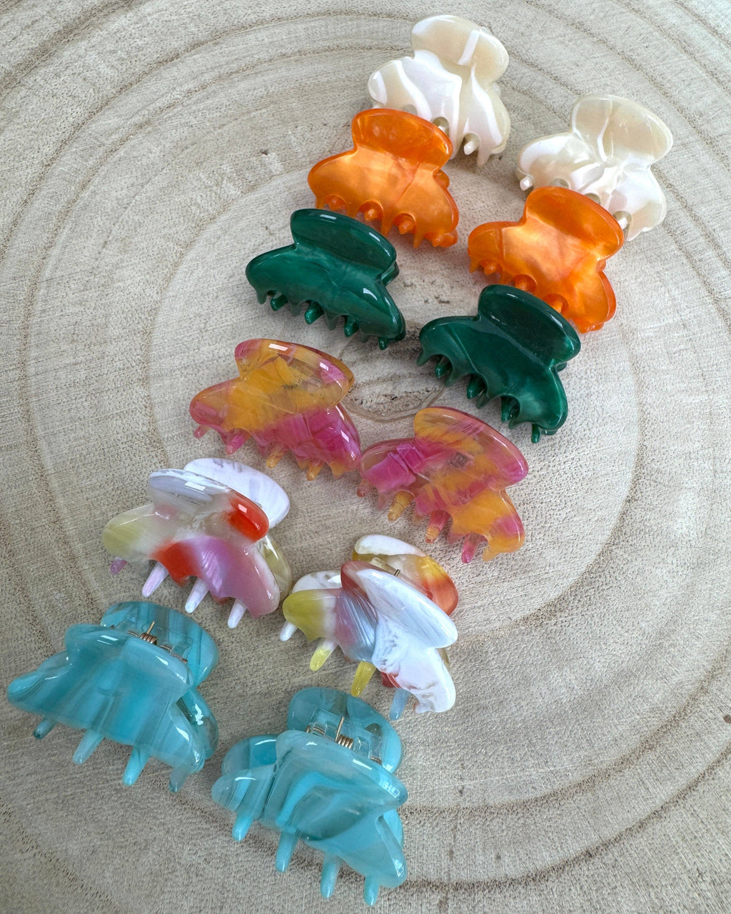 Bright Mini Marble Hair Clips (12 Pack)
