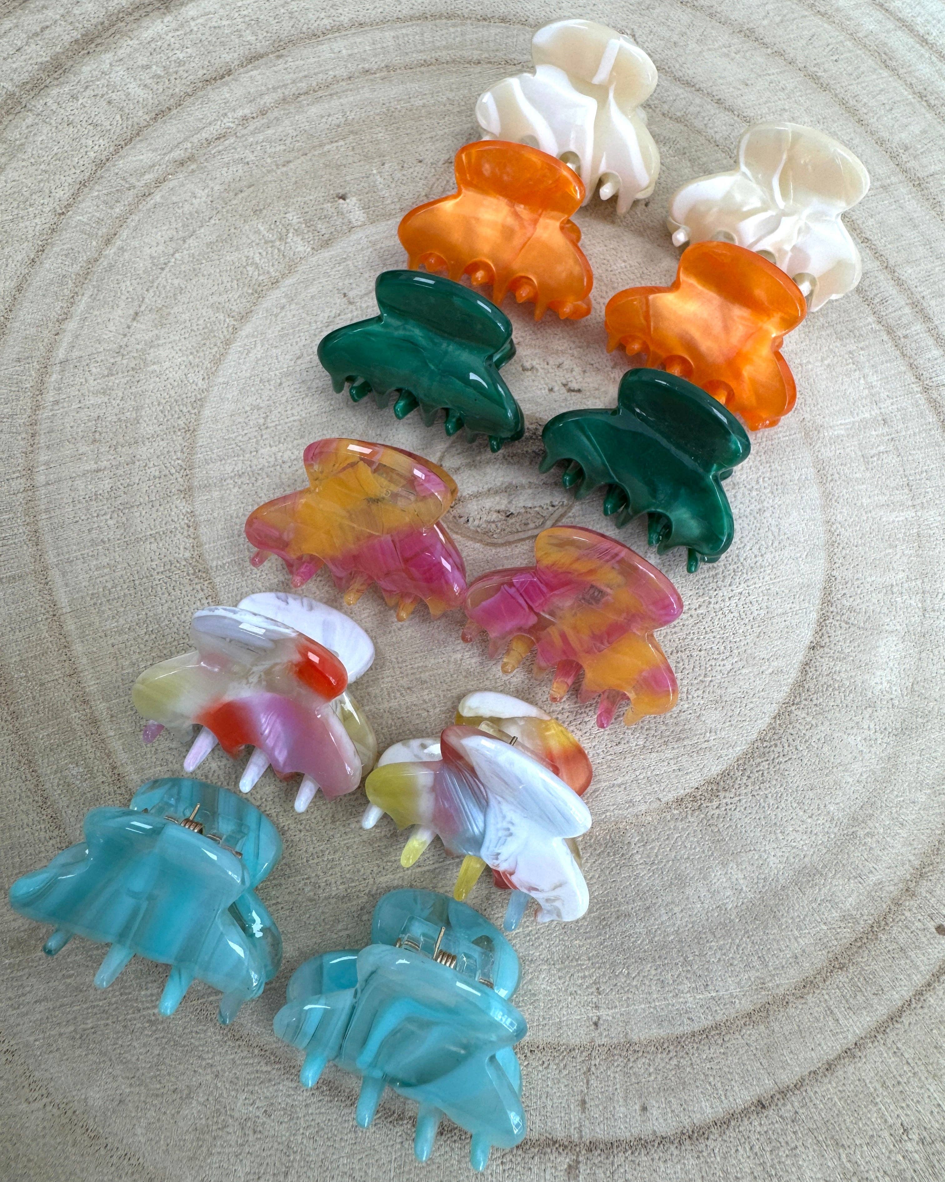 Bright Mini Marble Hair Clips (12 Pack)