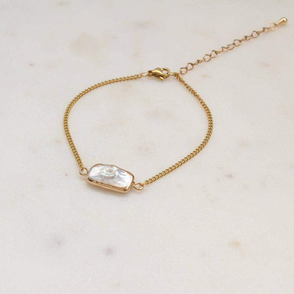 Baroque Pearl Bracelet, Gold Dipped Pearl (1B0114)