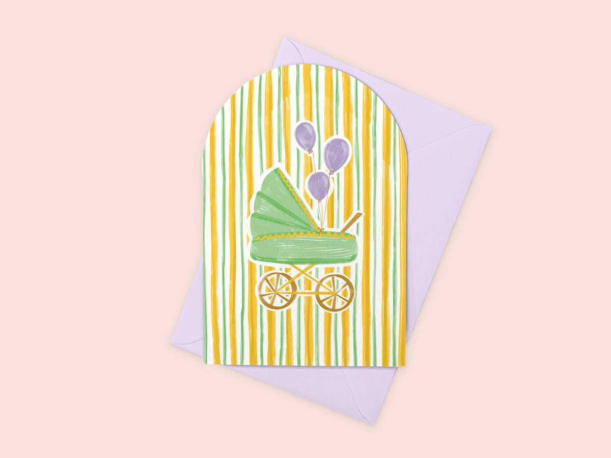 New Baby Card | Stroller Pram Card | Gender Neutral Card