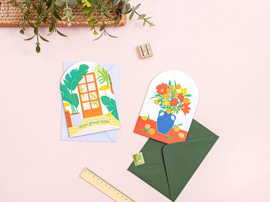 Floral Blank Card | Lemons Oranges Citrus Flowers Card