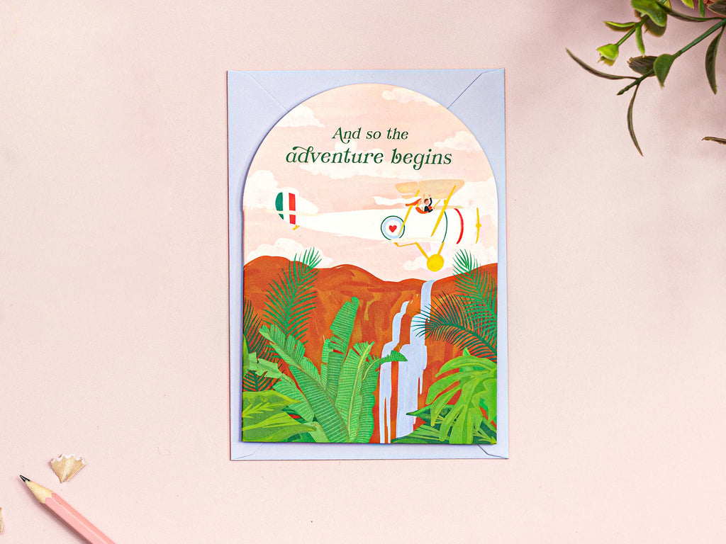 Adventure Begins Engagement Card | Cute Wedding Card