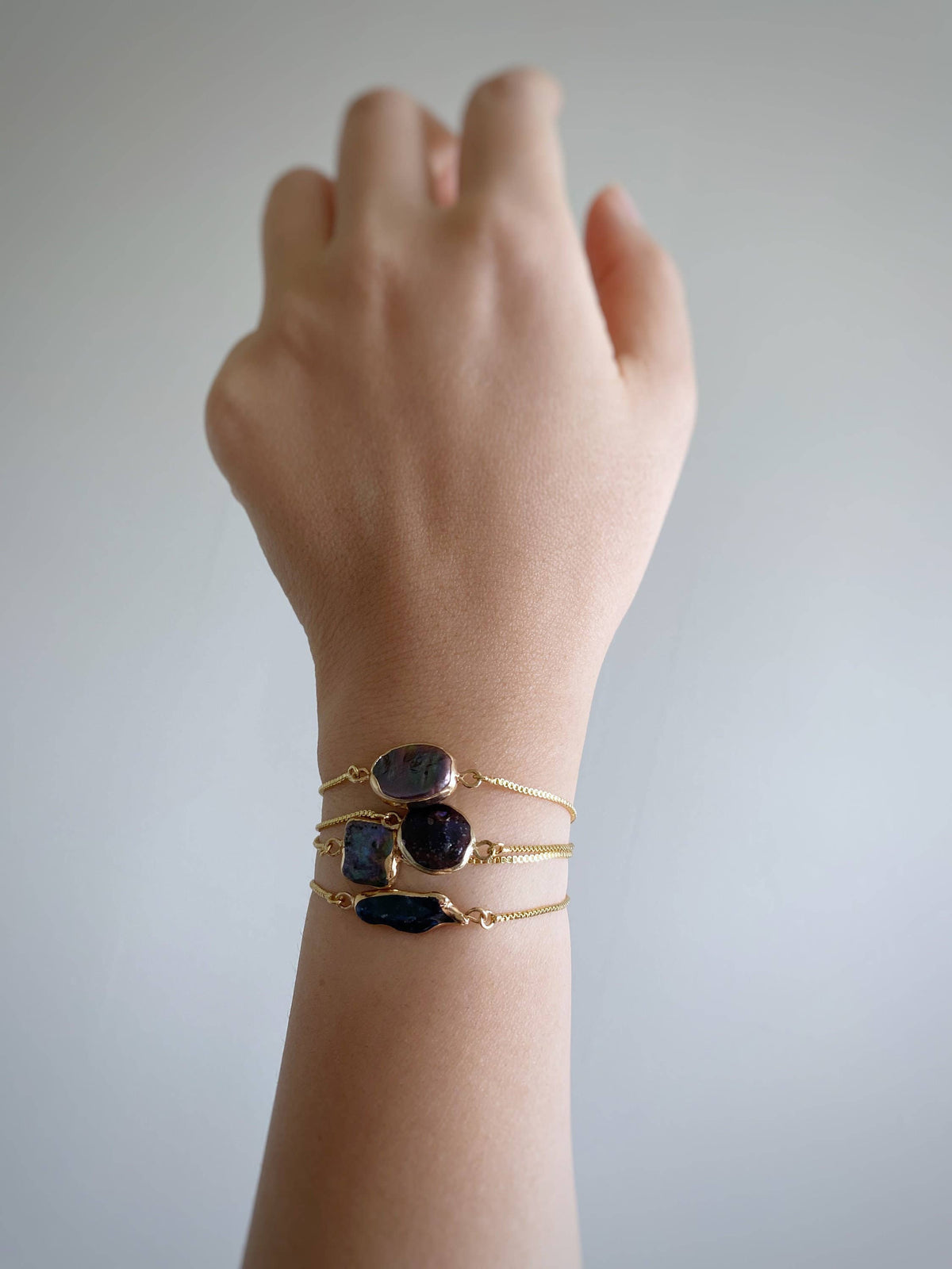 Gold Dipped Freshwater Baroque Pearl Bracelet (1B01a)