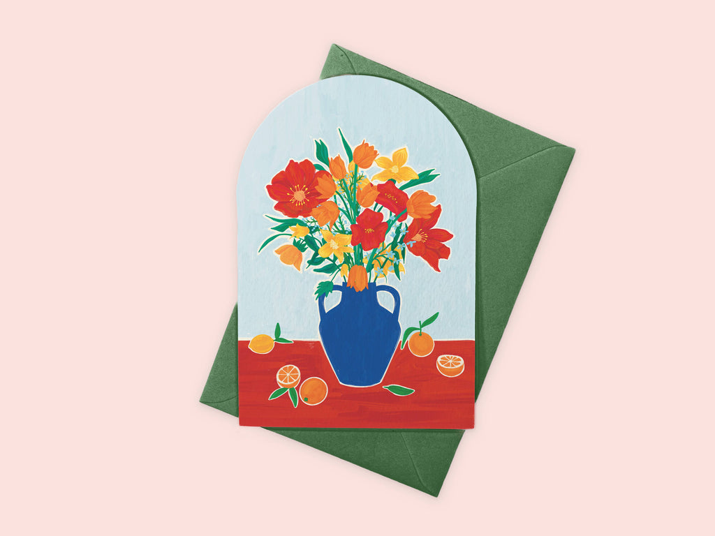 Floral Blank Card | Lemons Oranges Citrus Flowers Card