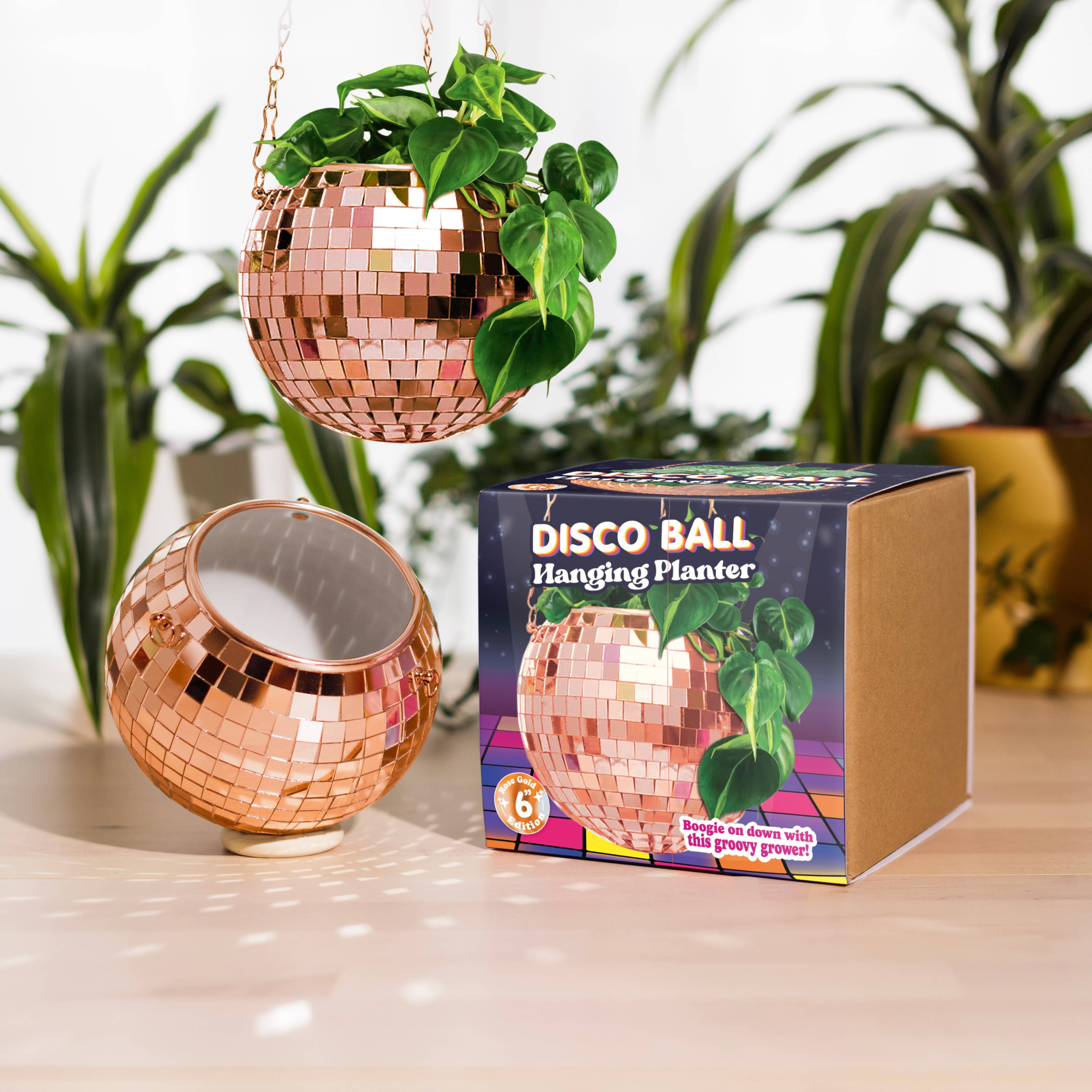 Disco Ball Hanging Planter Rose Gold 6-inch | Giftware