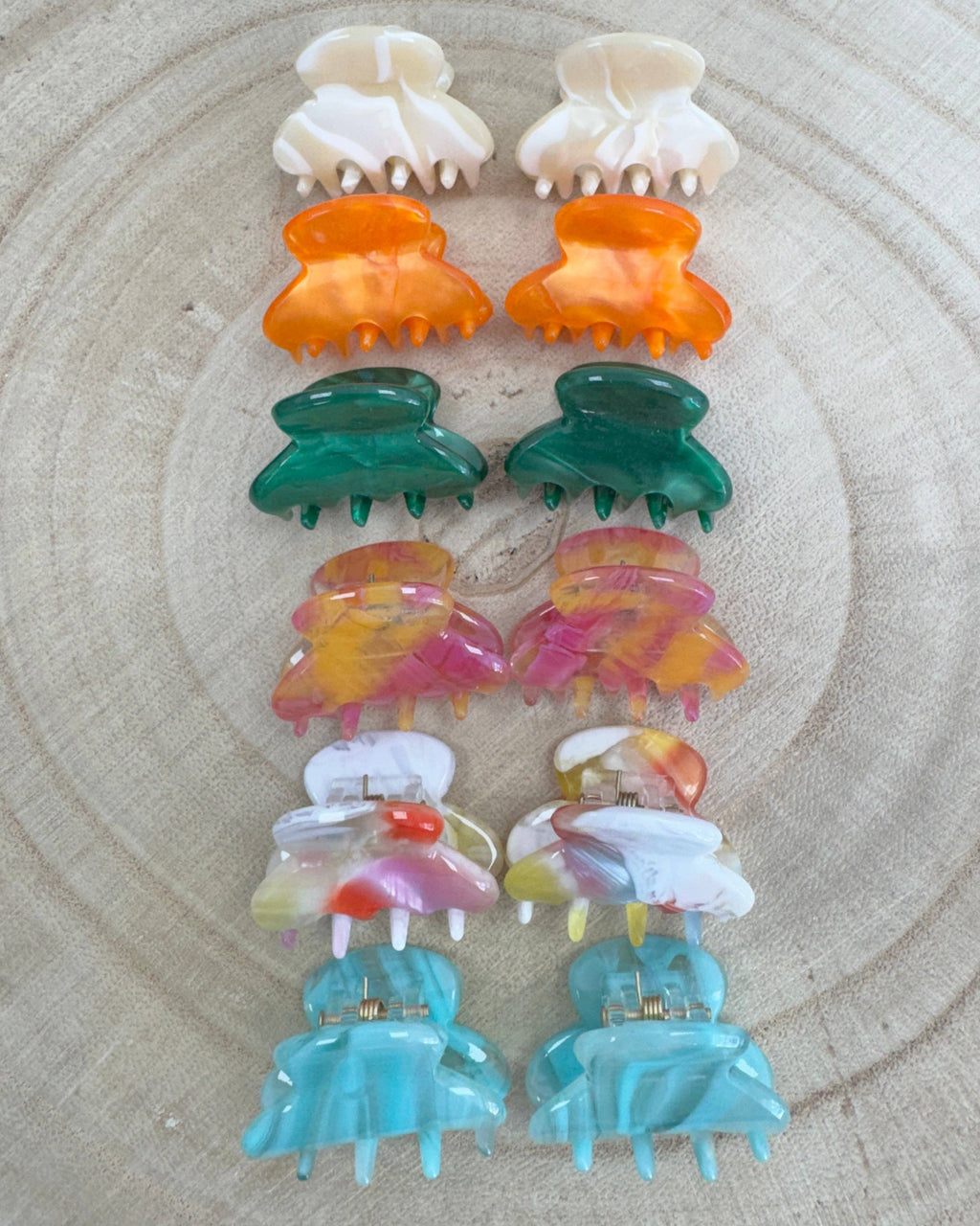 Bright Mini Marble Hair Clips (12 Pack)