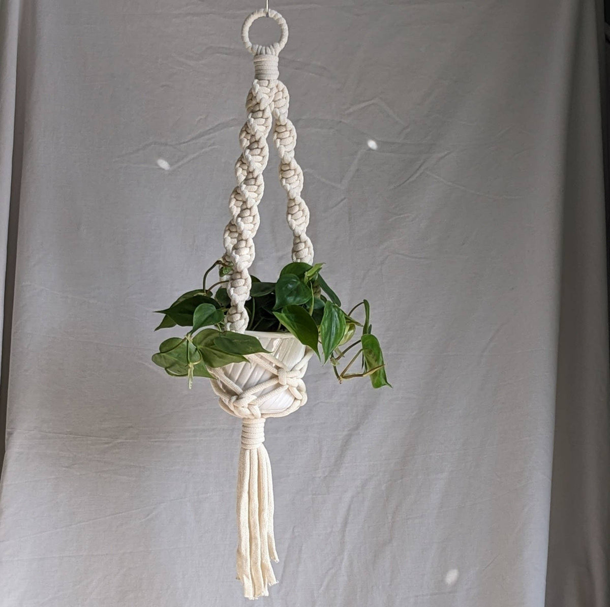 Marshmallow Macrame Plant Hanger | Made From Recycled Cotton