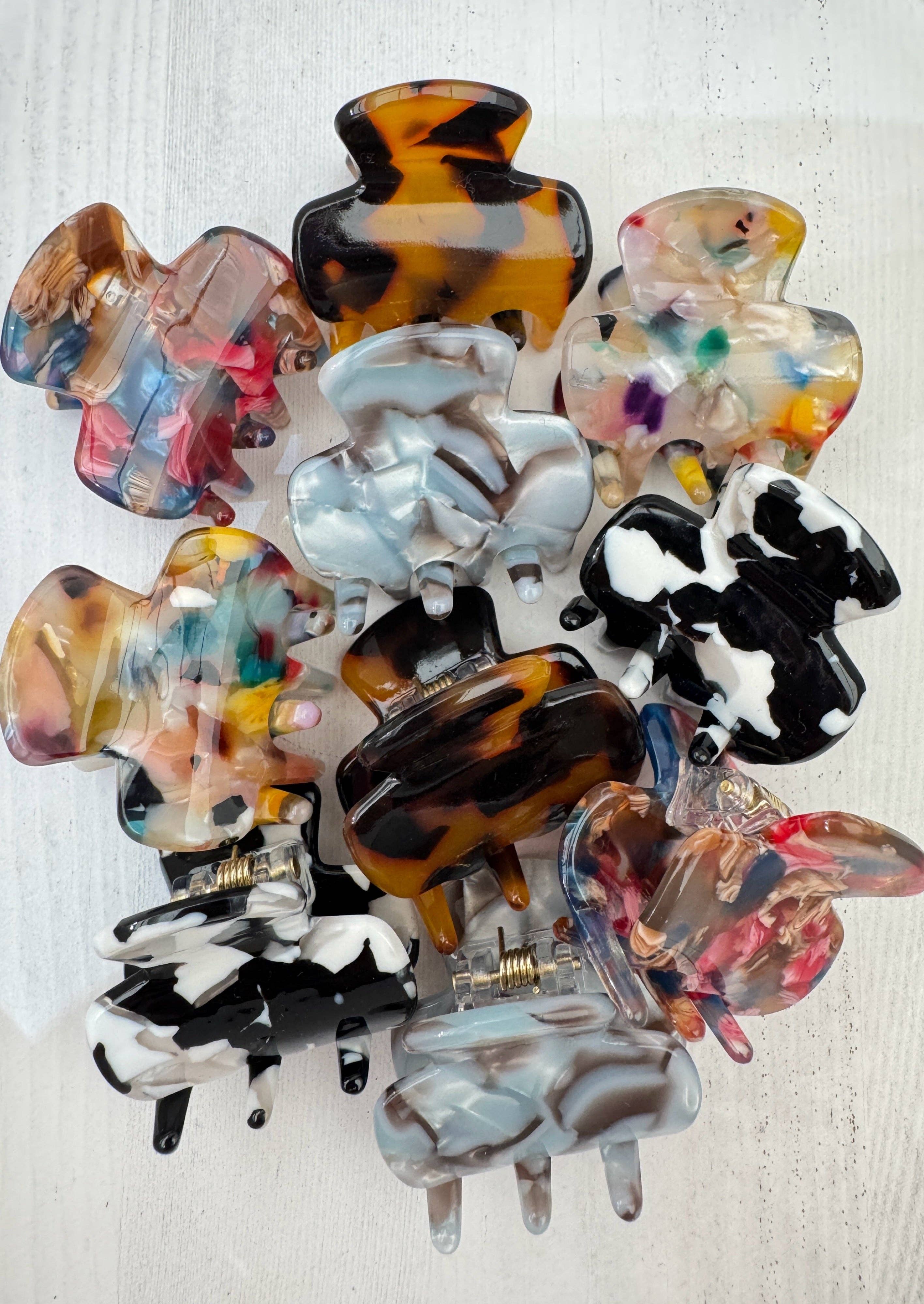 Mini Marble Hair Clips (12 Pack)